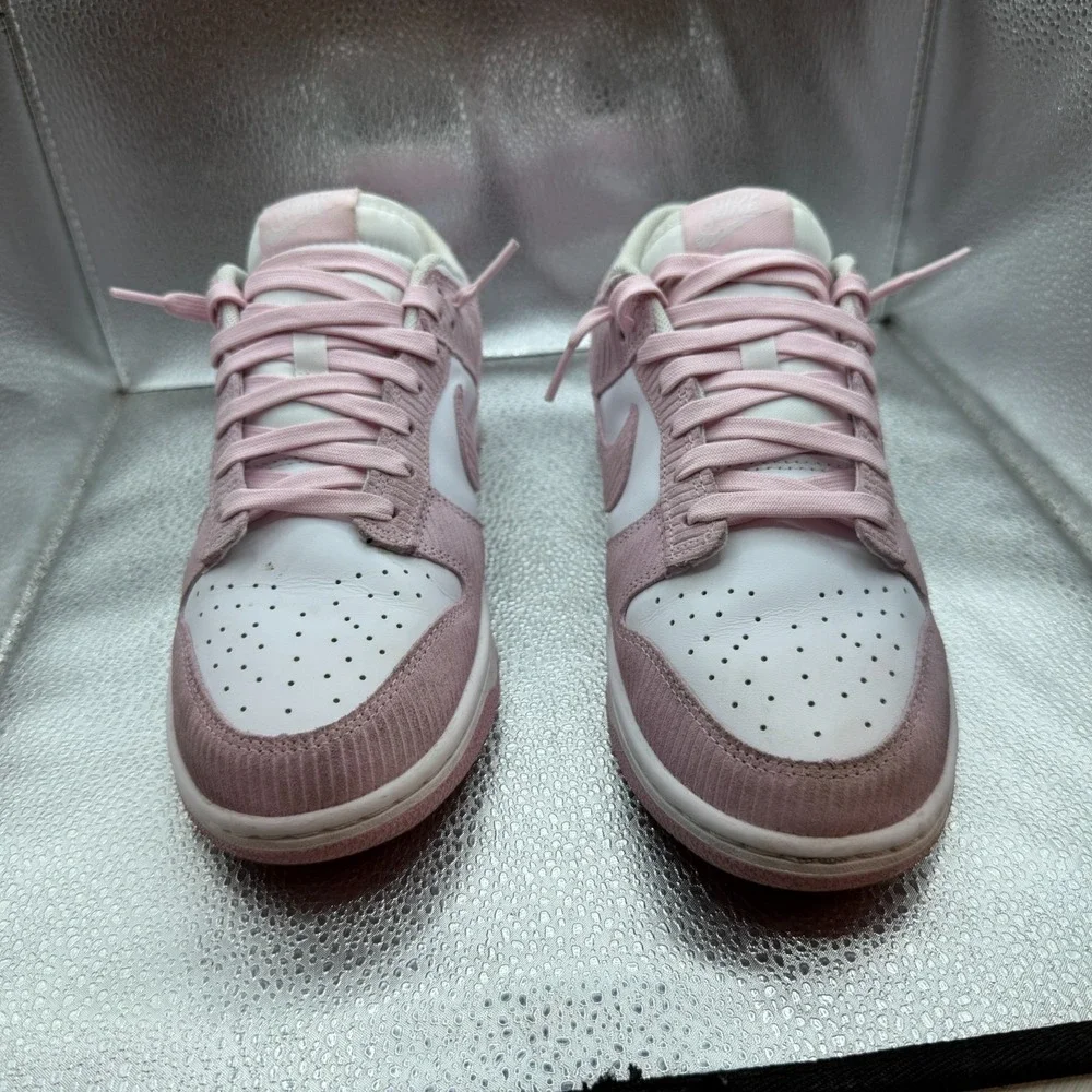 Size 10 Nike Dunk Low Pink Corduroy White/Pink Women Sneakers FN7167-100